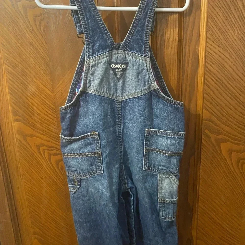 Oshkosh B'gosh Plaid Lined Denim Overalls